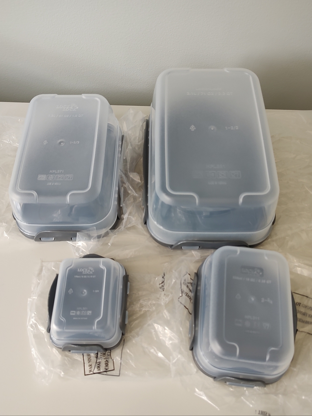 LocknLock Food Storage Nesting Set Gray Four Pieces Rectangular NEW - Picture 3 of 9